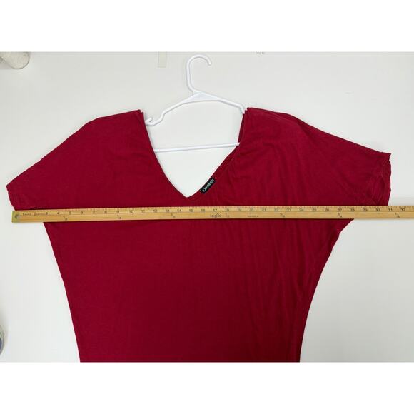 Express Womens Blouse Size XS Red Deep V-Neck Short Sleeve - Picture 6 of 9